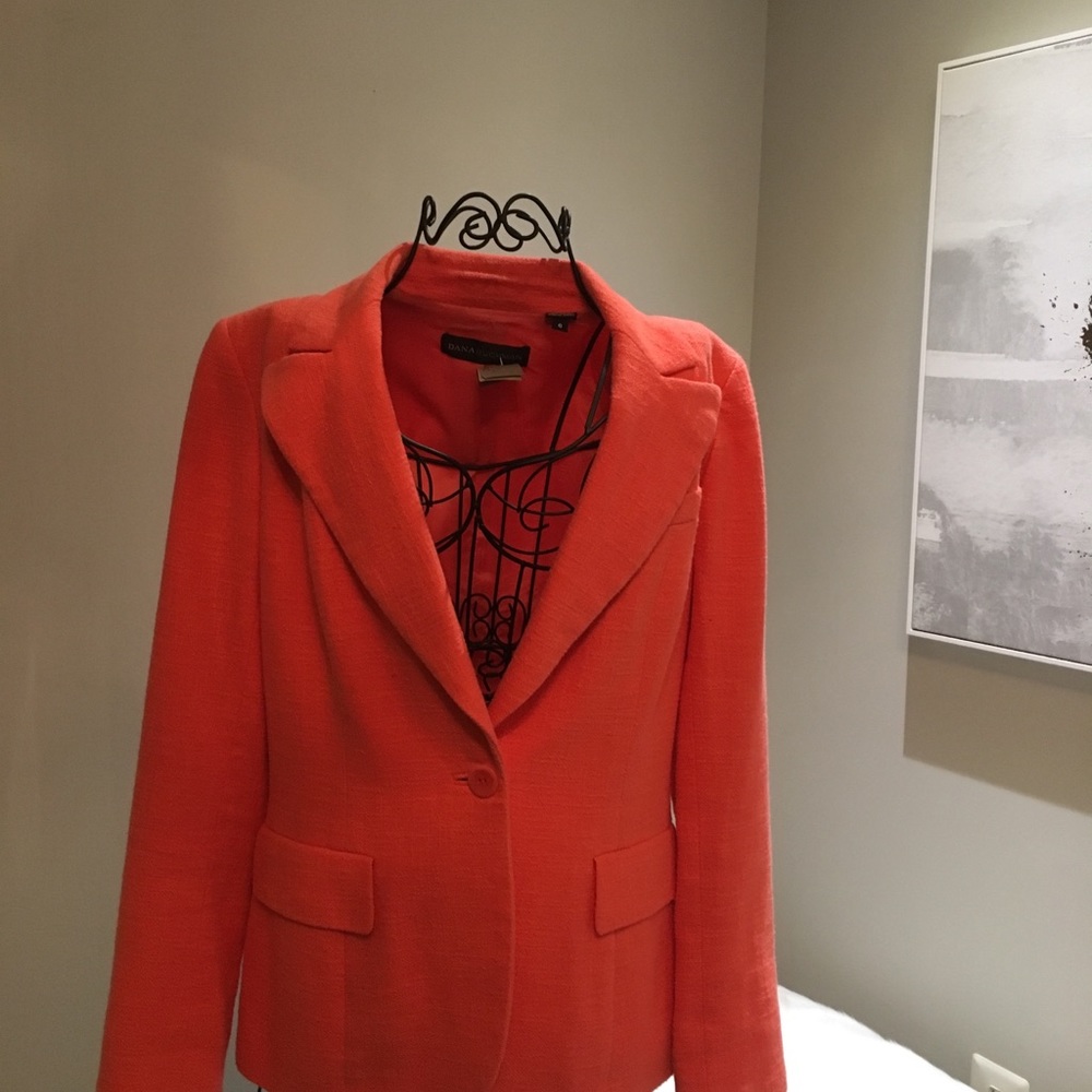 Dana Buchman bright coral Linen blend jacket
